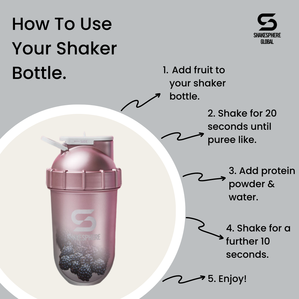 Protein shaker bottle 24.6 Fl Oz ShakeSphere Tumbler Original Pearl White/Grey Logo 