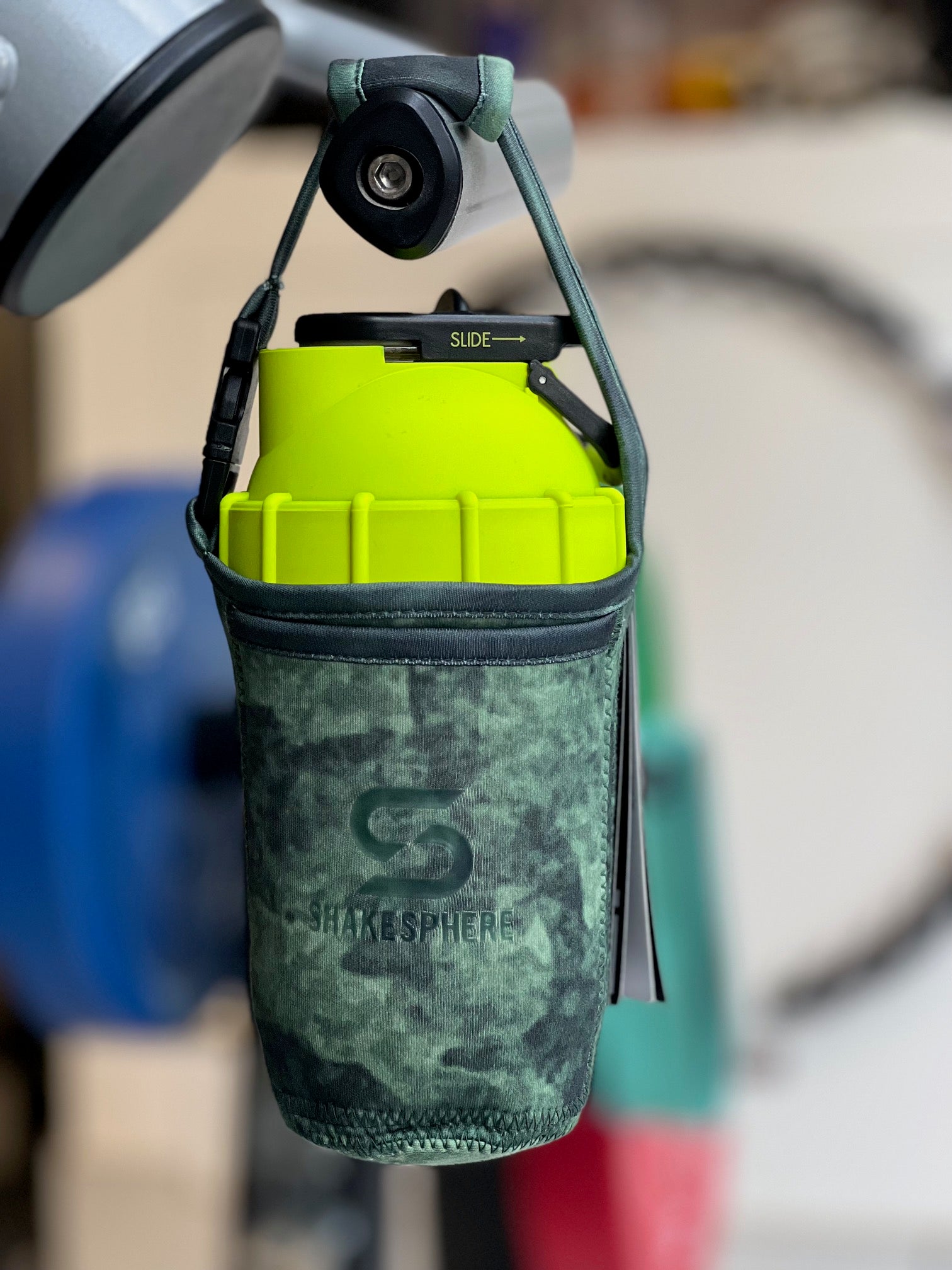 Green Camo Neoprene Case for Protein Shaker Bottles 