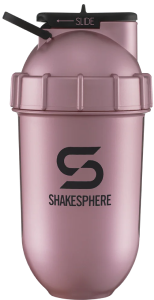 Protein shaker bottle 700mls "Tumbler View" Rose Gold/Black Logo/Black Window