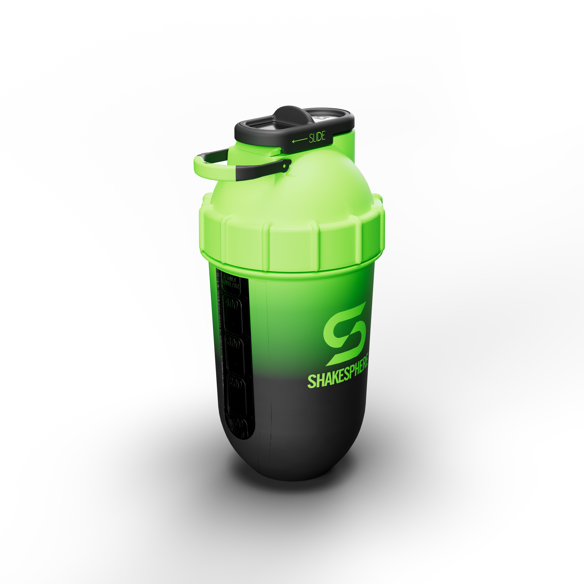 ShakeSphere Tumbler Cooler Shaker - Protein Shaker Bottle and Smoothie Cup, 24 oz - Bladeless Blender Cup Raw Fruit, No Blending Ball - Ombre Green